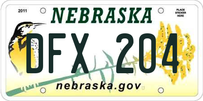 NE license plate DFX204