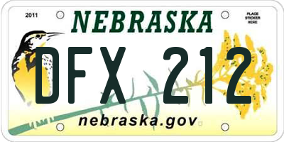 NE license plate DFX212