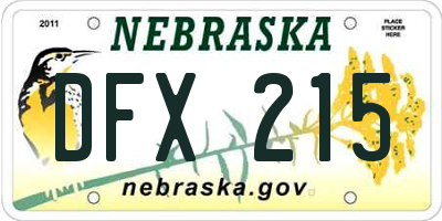 NE license plate DFX215