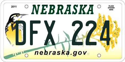 NE license plate DFX224