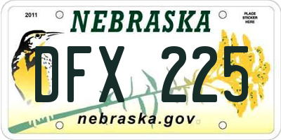 NE license plate DFX225