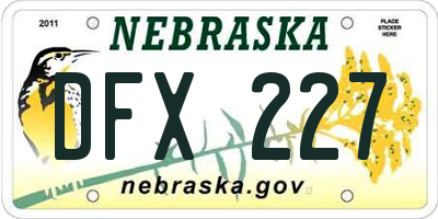 NE license plate DFX227