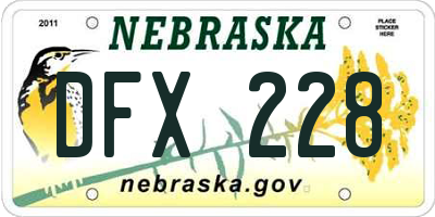 NE license plate DFX228