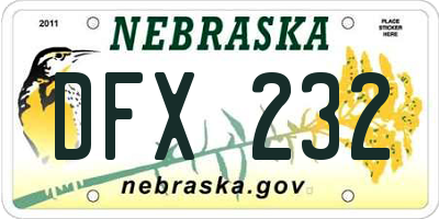NE license plate DFX232