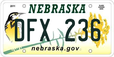 NE license plate DFX236