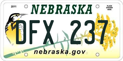 NE license plate DFX237