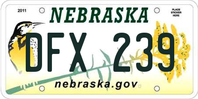 NE license plate DFX239