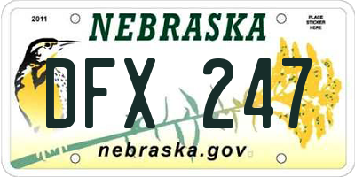 NE license plate DFX247