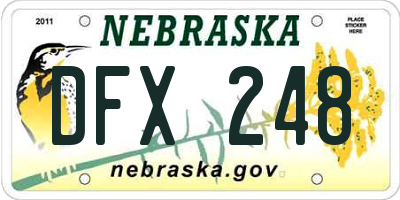 NE license plate DFX248