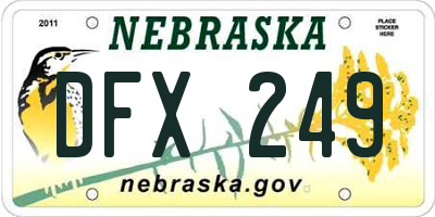 NE license plate DFX249