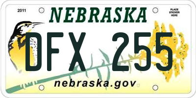 NE license plate DFX255