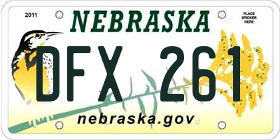 NE license plate DFX261