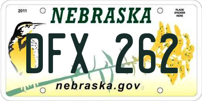 NE license plate DFX262