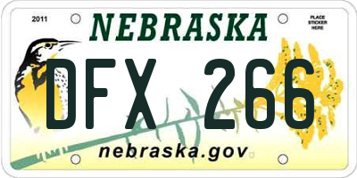 NE license plate DFX266