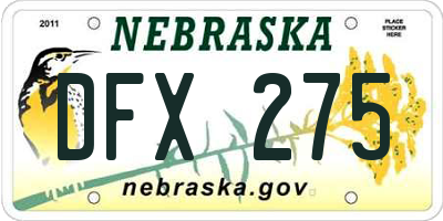 NE license plate DFX275