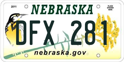 NE license plate DFX281