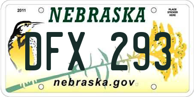 NE license plate DFX293