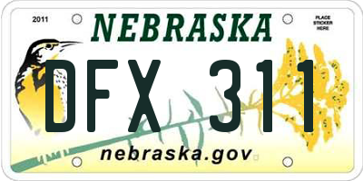 NE license plate DFX311