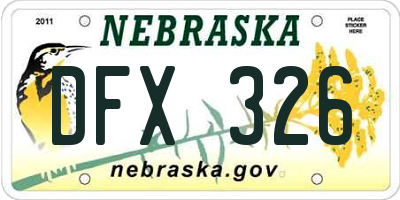 NE license plate DFX326
