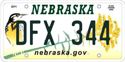 NE license plate DFX344