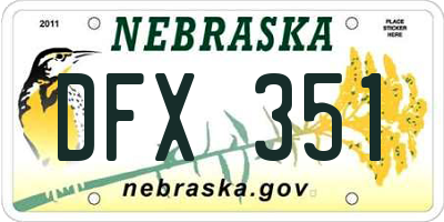 NE license plate DFX351