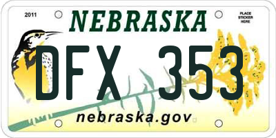 NE license plate DFX353