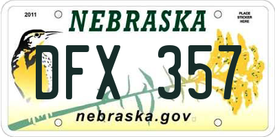 NE license plate DFX357