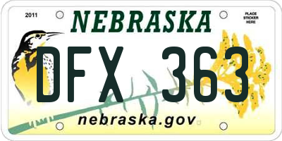 NE license plate DFX363