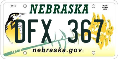 NE license plate DFX367