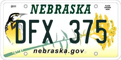 NE license plate DFX375