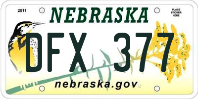 NE license plate DFX377