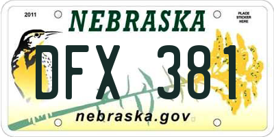 NE license plate DFX381