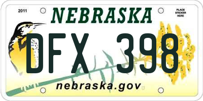 NE license plate DFX398