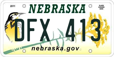 NE license plate DFX413