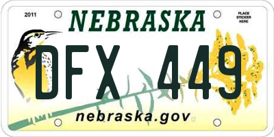 NE license plate DFX449
