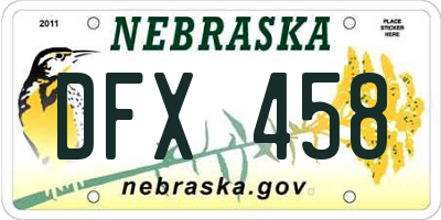 NE license plate DFX458