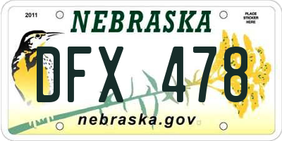 NE license plate DFX478