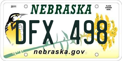 NE license plate DFX498