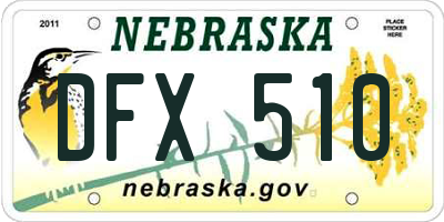 NE license plate DFX510