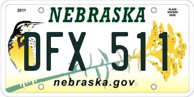 NE license plate DFX511