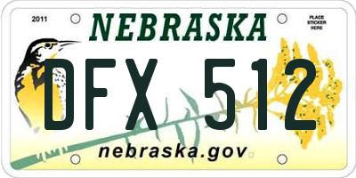 NE license plate DFX512