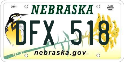 NE license plate DFX518