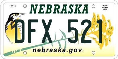 NE license plate DFX521
