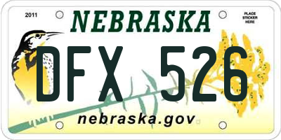 NE license plate DFX526