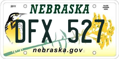 NE license plate DFX527