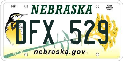 NE license plate DFX529