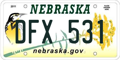 NE license plate DFX531