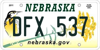 NE license plate DFX537