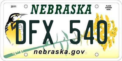 NE license plate DFX540