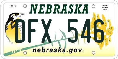 NE license plate DFX546